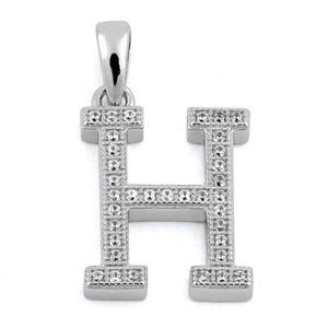 Sterling Silver Letter H CZ Initial Pendant